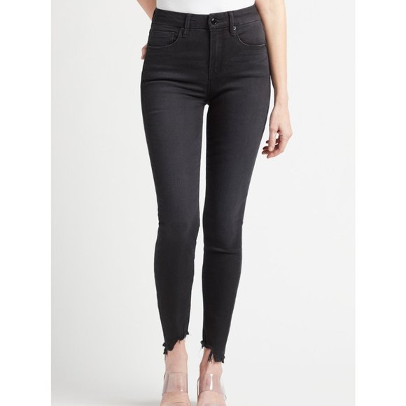 Good American Good Legs Step Hem Black Skinny Jeans 2 / 26" - Picture 1 of 11